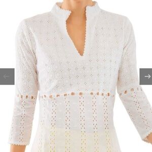 NWT Gretchen Scott Designs White Eyelet Tunic